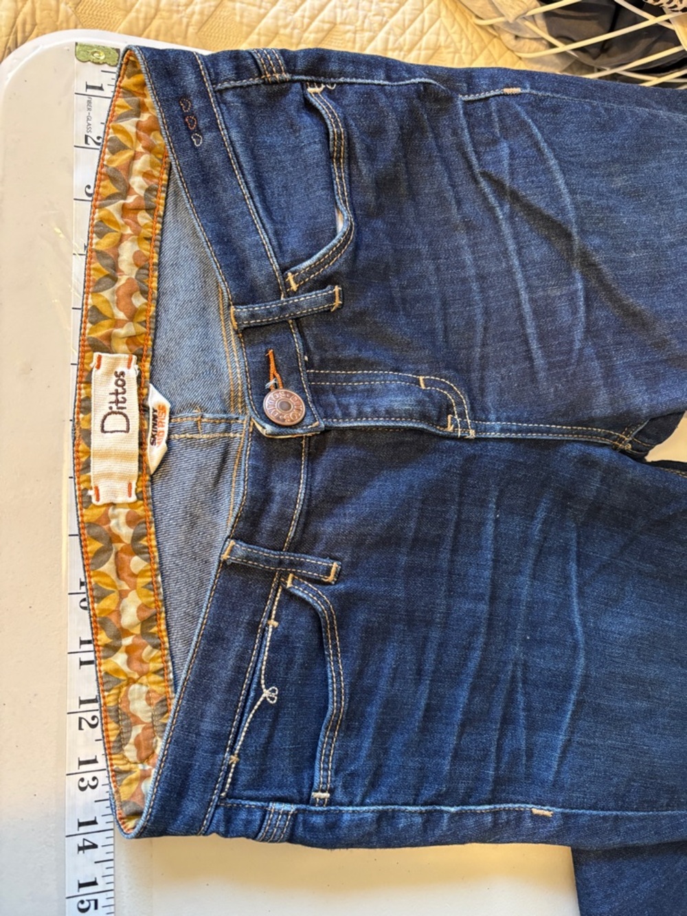 Dittos Skinny Jean Size 25 Dark Indigo Embroidered Elevated Casual Western Ranch - Picture 6 of 8